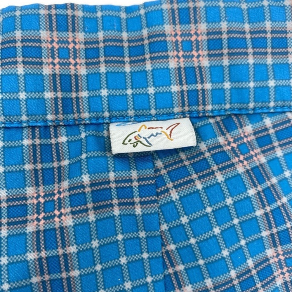 Greg Norman Mens Golf Shorts Sz 34 Blue Peach Flat Front - Picture 2 of 7